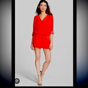 Trouvé red wrap style romper satin contemporary boho classic designer spring